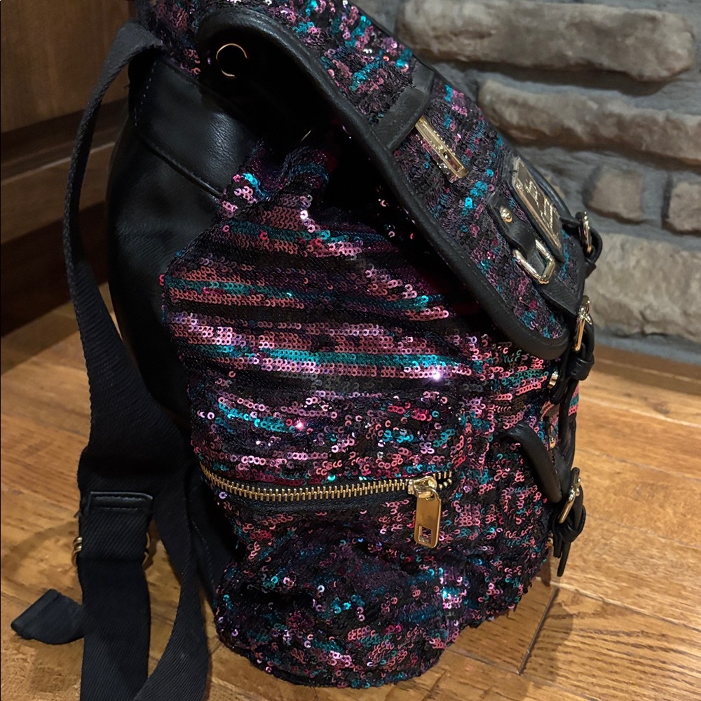 NWOT VTG Juicy Couture Black and Pink Sequin Backpack - Picture 6 of 9